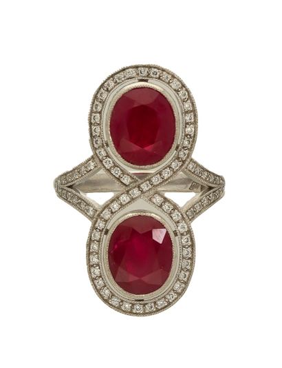 Ruby and diamond ring, late 20th century
Set...