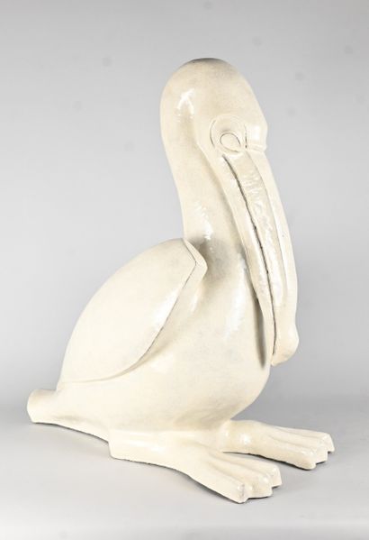 Sculpture animalière en grès émaillé représentant...