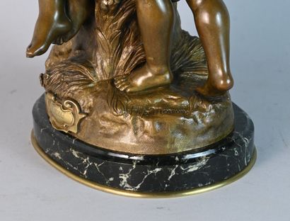 Sculpture in patinated bronze after H. Moreau,...