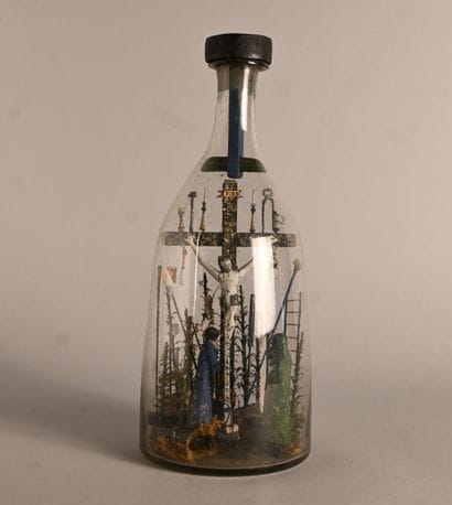 Calvary in a bottle, folk art, early 20th...