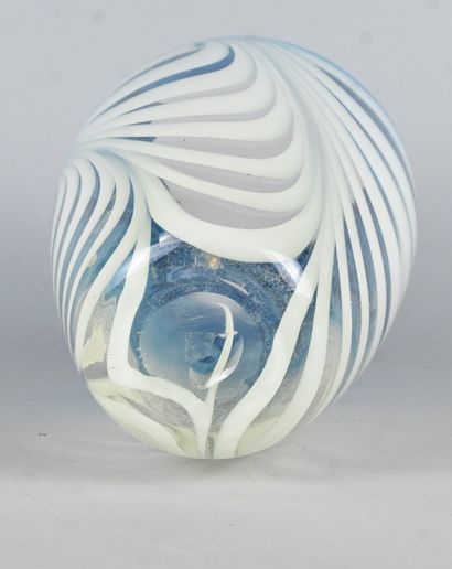Blue and white Murano glass vase with mezza...