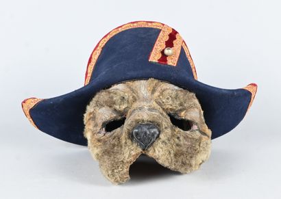 Papier-mâché and textile mask of an animal...