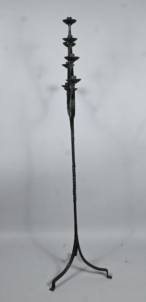 Large wrought-iron church candlestick - 19th...