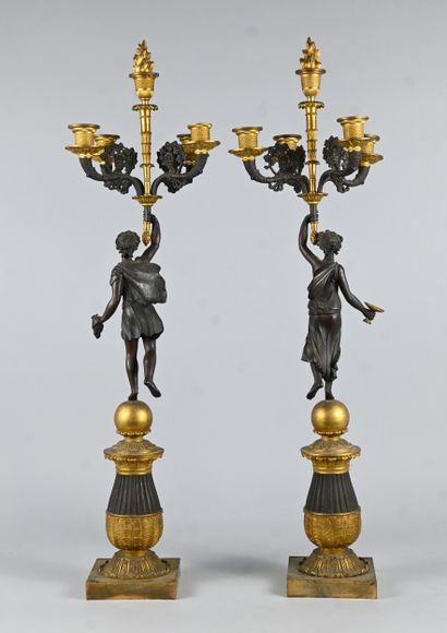 Paire de candélabres Empire / Charles X en...