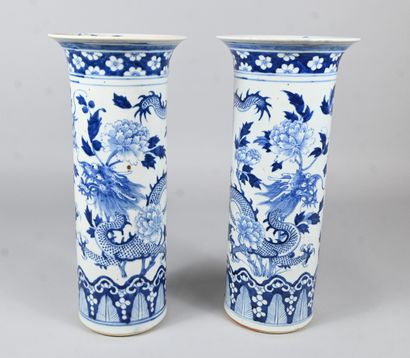 Pair of large Chinese blue and white porcelain...