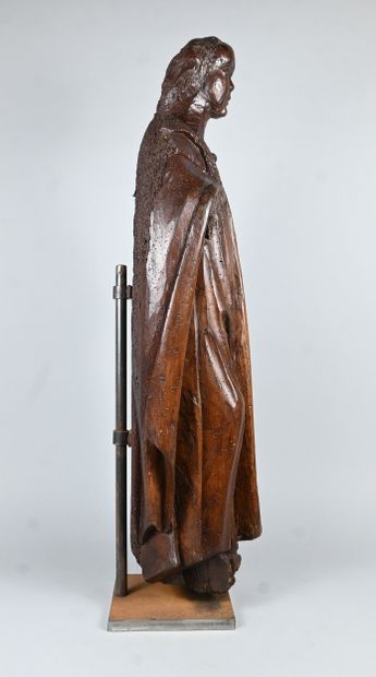 Carved wooden religious statue, 16th century,...