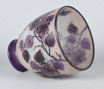 Vase in pâte de verre glass with floral decoration...
