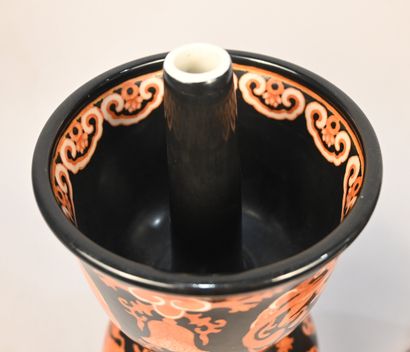 Pair of Chinese-style porcelain candlesticks...