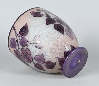 Vase in pâte de verre glass with floral decoration...
