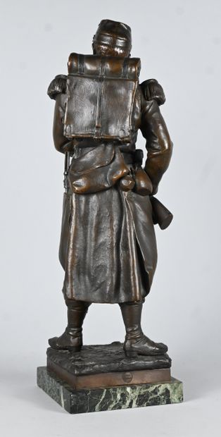 Qui vive! bronze statue of a soldier by A....