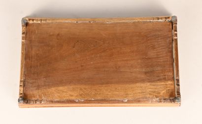 Rectangular wooden tray inlaid with mother-of-pearl...