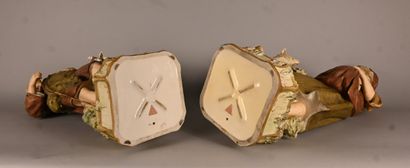 Royal Dux (Bohemia) - Pair of polychrome...