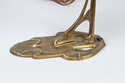 Art Nouveau table lamp in brass with glass...