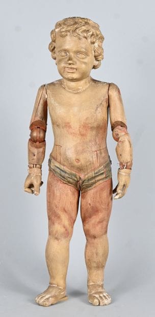 Carved wooden articulated doll, 19th century
Carved...
