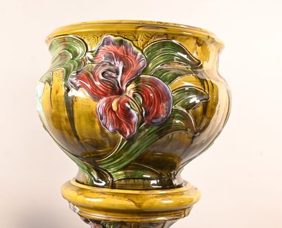 Pair of monumental planters on earthenware...