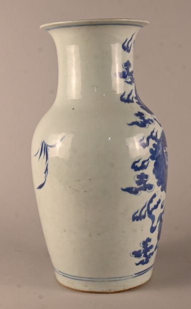 Blue and white porcelain vase with Buddhist...