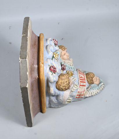 Neo-Gothic polychrome plaster wall console...
