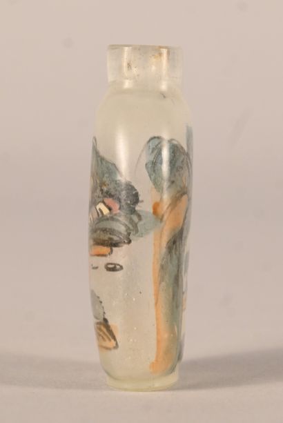 Internally painted glass snuff bottle with...