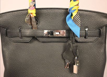 Hermès Birkin 30 in black grained leather,...