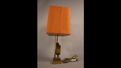 Sculptural table lamp in carnelian and brass,...
