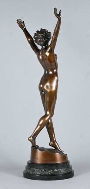 Youth, bronze statue of a nude female figure...