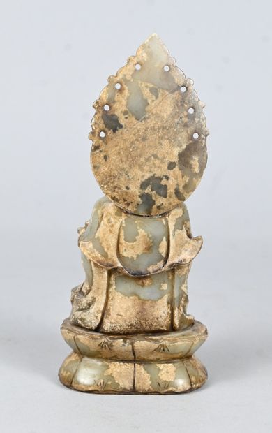 Jadeite statuette representing Guanyin seated...
