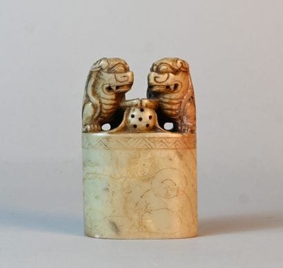 Chinese steatite seal with lions, 19th century
Chinese...