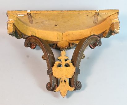 Wall console with mirror, carved wood, 18th...