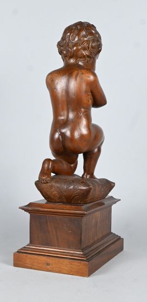 Kneeling angel in carved wood, Italy, 19th...