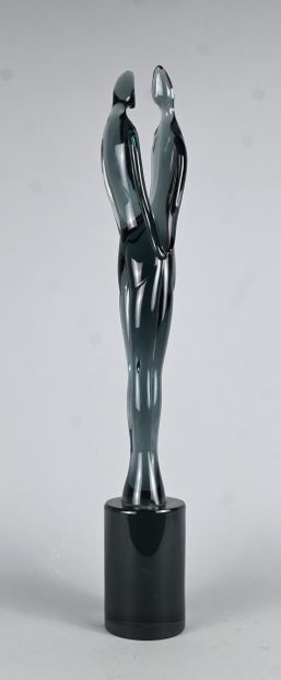Murano glass sculpture of a stylized couple,...