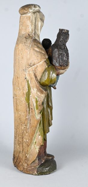 Sainte Anne trinitaire in polychrome carved...