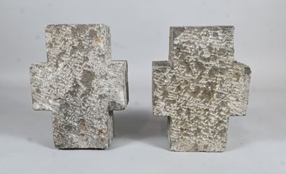 Pair of bluestone crosses (slate/limestone),...