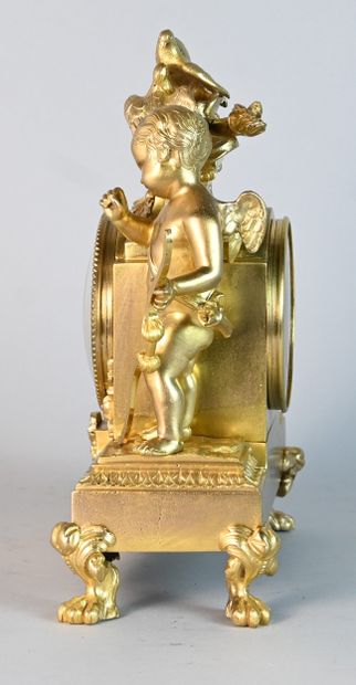 Napoleon III period gilt-bronze clock with...