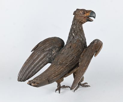 Carved wooden eagle, iron talons, Continental...