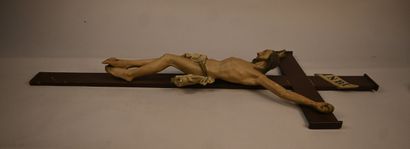 Carved and polychromed wooden Christ on the...