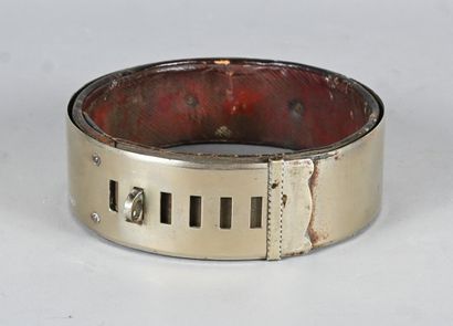 Metal dog collar with engraved inscription,...