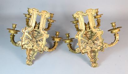 Pair of gilt bronze wall sconces, 19th century
Pair...