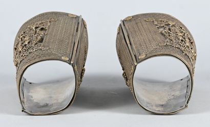 Pair of filigree bracelets, Silver-plated...