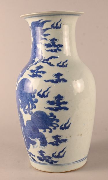 Blue and white porcelain vase with Buddhist...