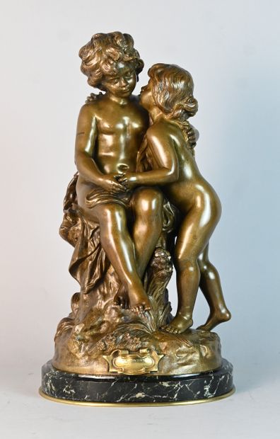 Sculpture in patinated bronze after H. Moreau,...