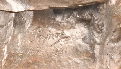 Bronze sculpture of a mother with child,...