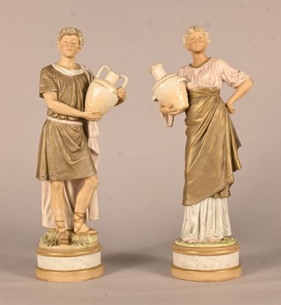 Pair of Royal Dux Bohemia porcelain water...