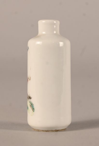 Porcelain snuff bottle with bird and landscape...