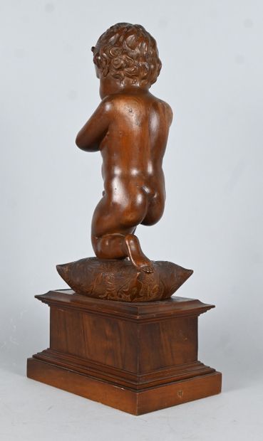 Kneeling angel in carved wood, Italy, 19th...