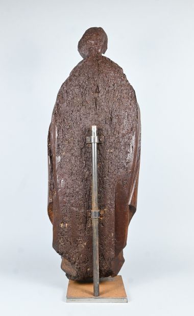 Carved wooden religious statue, 16th century,...
