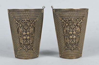 Pair of filigree bracelets, Silver-plated...