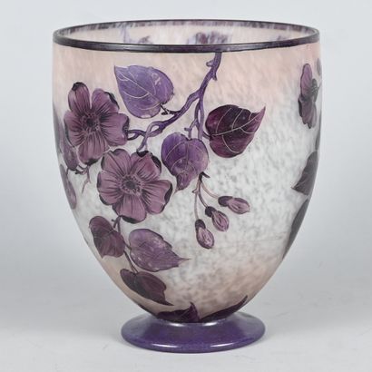 Vase in pâte de verre glass with floral decoration...