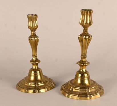 Pair of LXV brass candlesticks, 18th century
Pair...