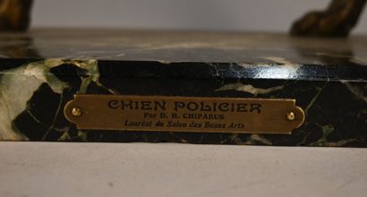 Bronze police dog after D. H. Chiparus -...