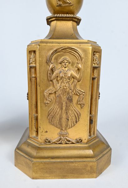 Important pair of Empire period gilt bronze...